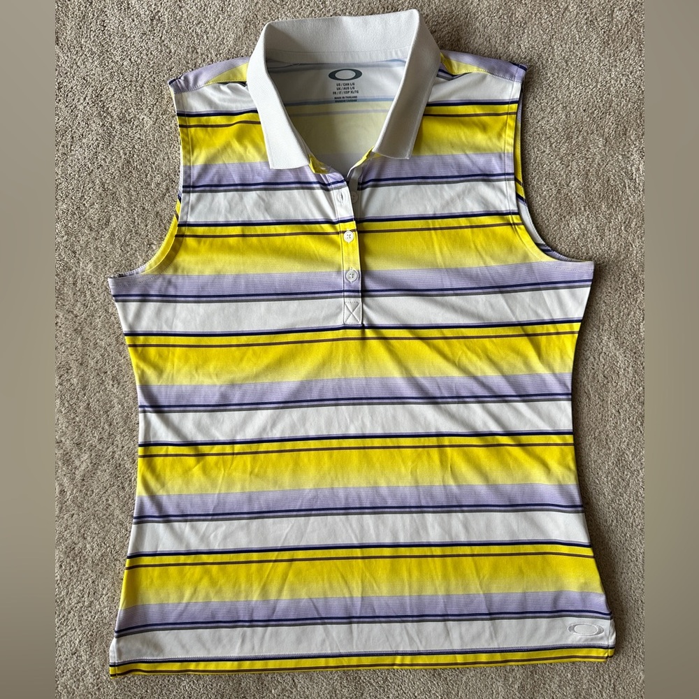 Oakley Yellow and White Striped Tank Top